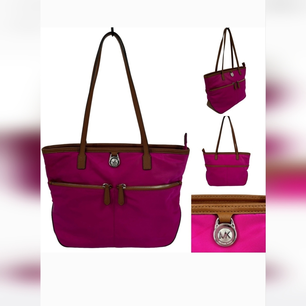 Michael Kors Pink Nylon Kempton  Pocket Tote Shoulder Bag